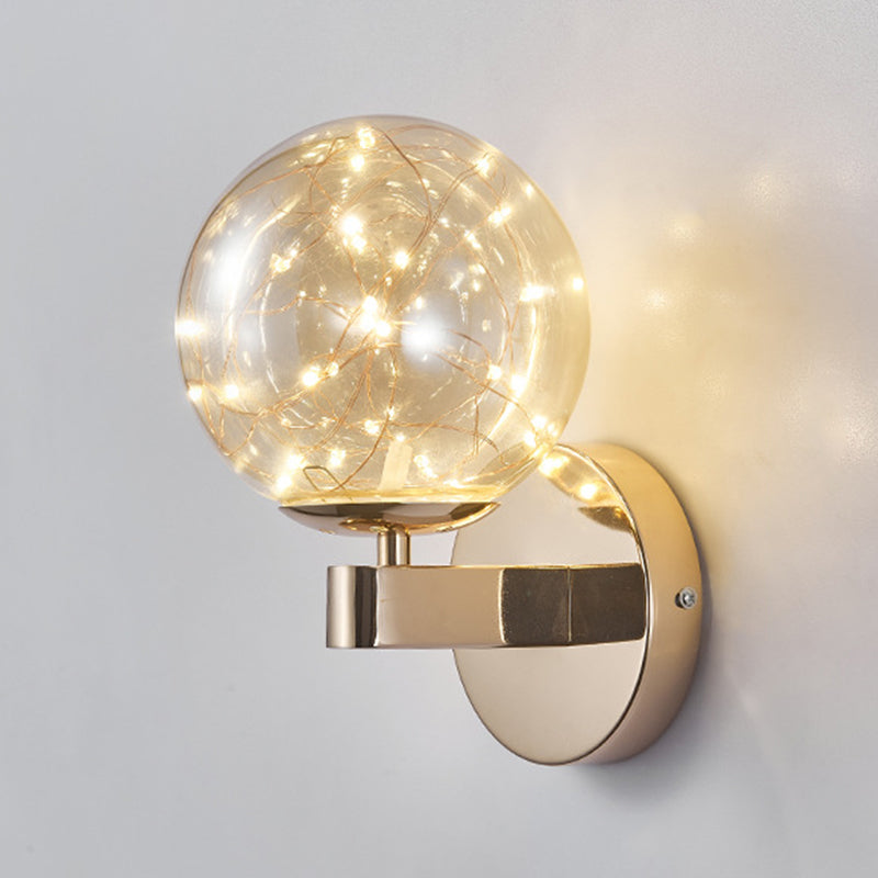 Modern Style Spherical Shape Wall Sconce Glass 1 Light Sconces for  Dining Room