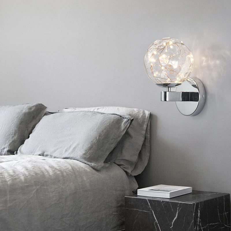 Modern Style Spherical Shape Wall Sconce Glass 1 Light Sconces for  Dining Room