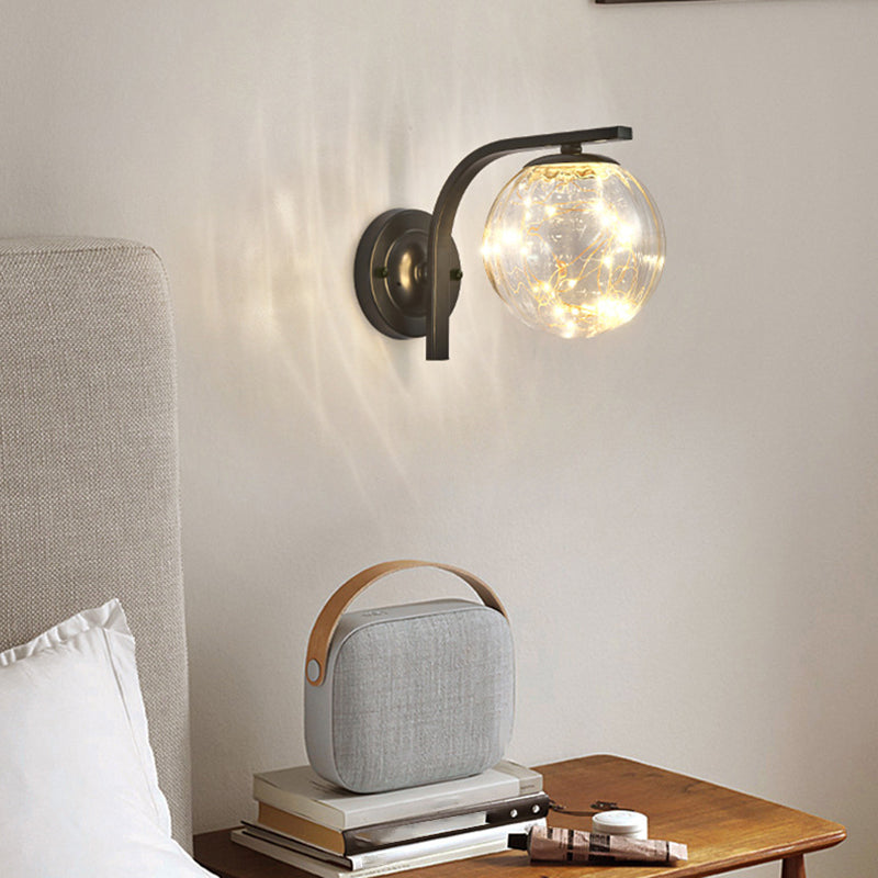 Modern Style Spherical Shape Wall Sconce Glass 1 Light Sconces for  Dining Room