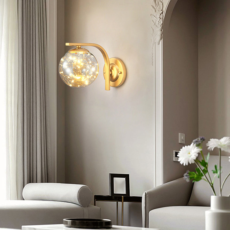 Modern Style Spherical Shape Wall Sconce Glass 1 Light Sconces for  Dining Room