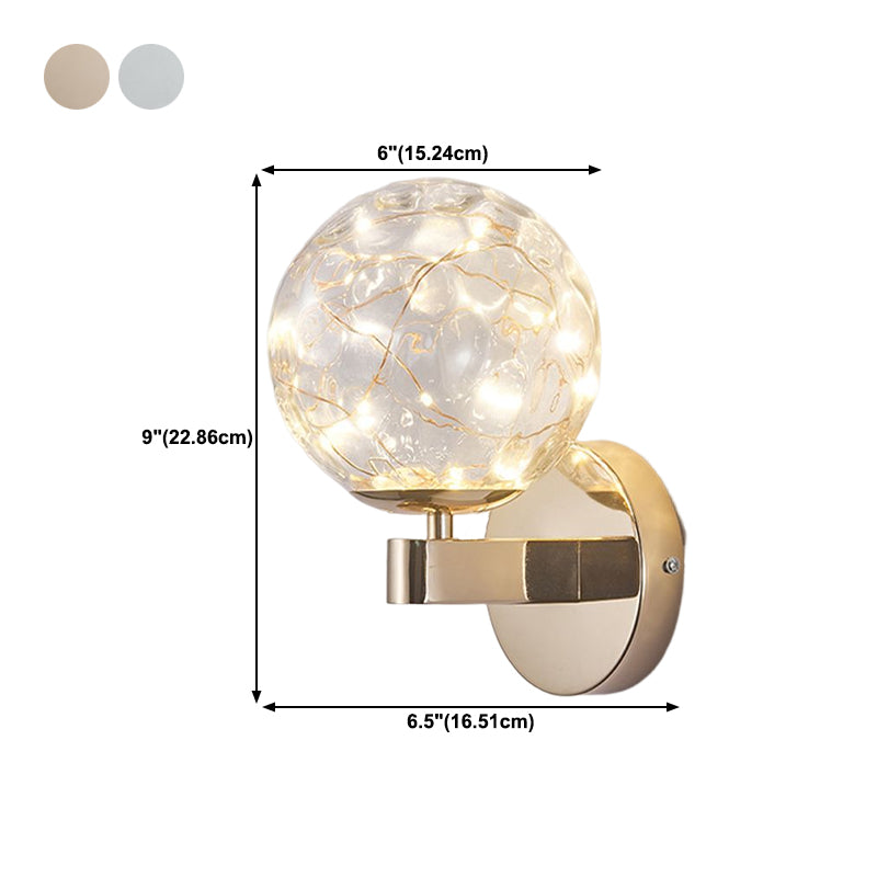 Modern Style Spherical Shape Wall Sconce Glass 1 Light Sconces for  Dining Room