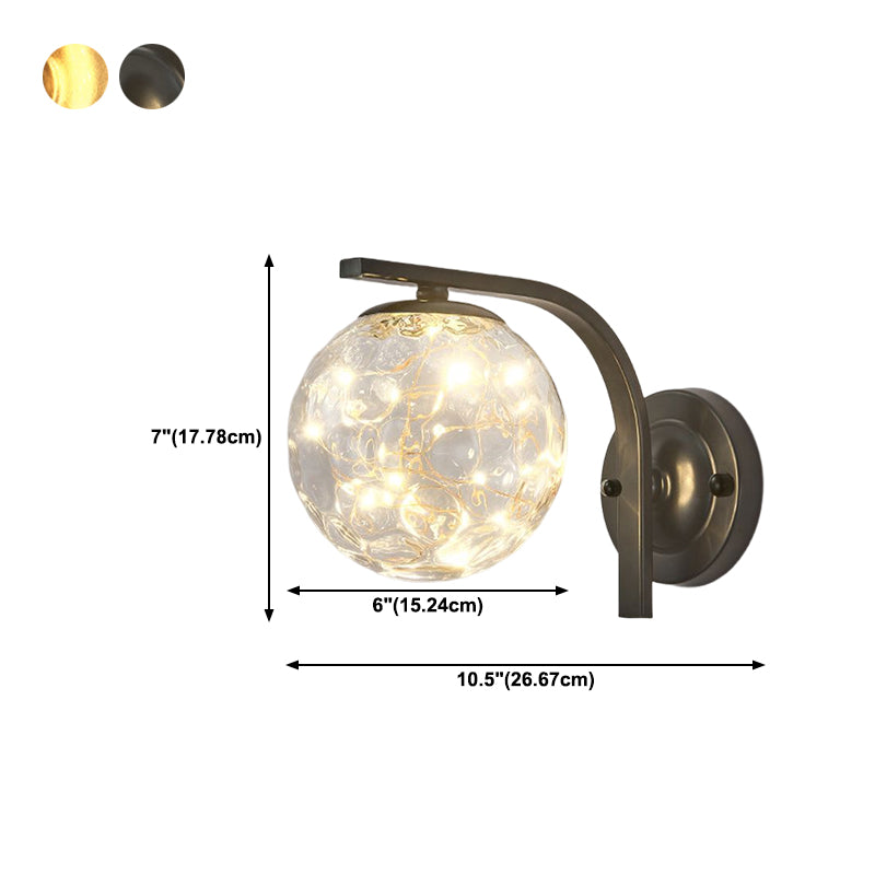 Modern Style Spherical Shape Wall Sconce Glass 1 Light Sconces for  Dining Room