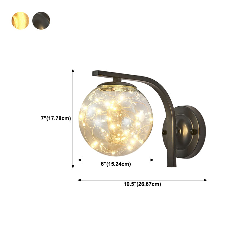 Modern Style Spherical Shape Wall Sconce Glass 1 Light Sconces for  Dining Room