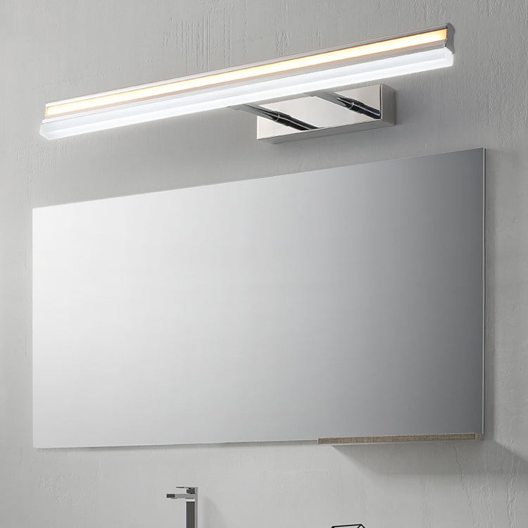 Metal Linear Shape Mirror Wall Light Modern 1-Light Mirror Wall Light Sconces in Silver