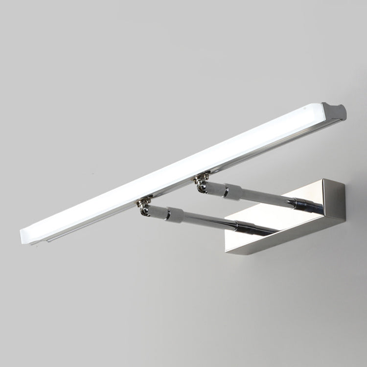 Metal Linear Shape Mirror Wall Light Modern 1-Light Mirror Wall Light Sconces in Silver
