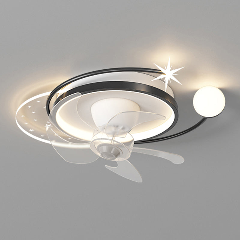 Geometric Shape Metal Ceiling Fans Modern 4-Lights Ceiling Fan Lamp Fixture in White