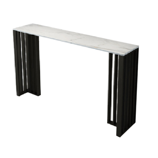Rectangle Stone Bar Table Contemporary Bar Table with Double Pedestal Base