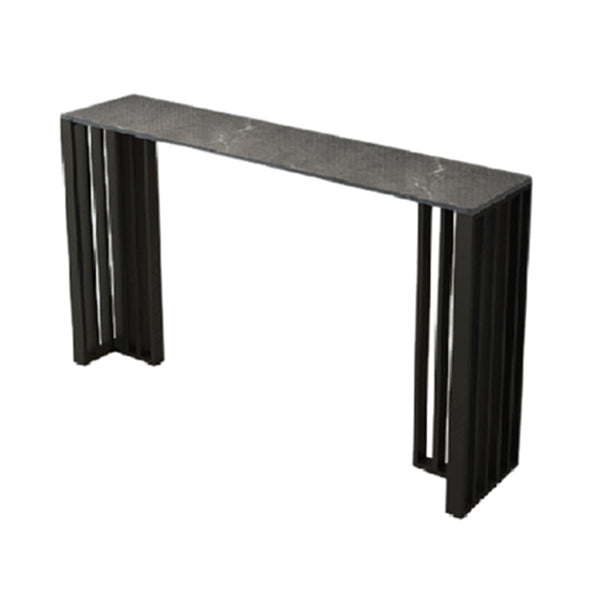 Rectangle Stone Bar Table Contemporary Bar Table with Double Pedestal Base