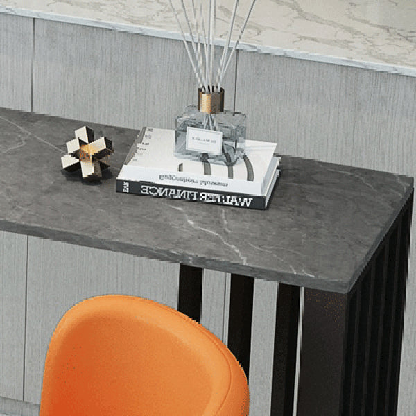 Rectangle Stone Bar Table Contemporary Bar Table with Double Pedestal Base