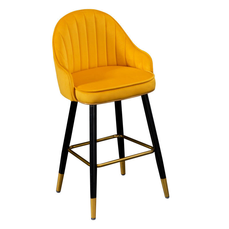 Flannel Seat Barstool Nordic Style Iron 4 Legs Bar Stool for Dining Room