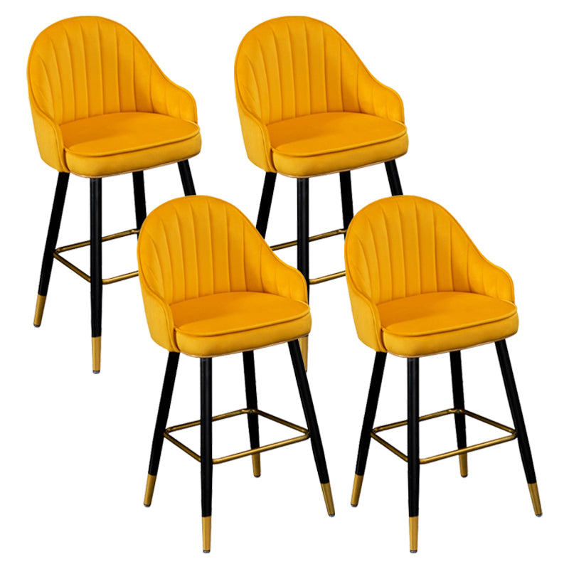 Flannel Seat Barstool Nordic Style Iron 4 Legs Bar Stool for Dining Room