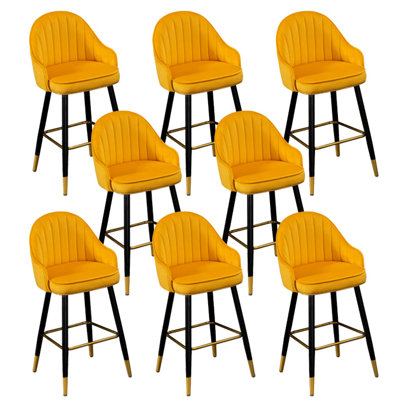 Flannel Seat Barstool Nordic Style Iron 4 Legs Bar Stool for Dining Room