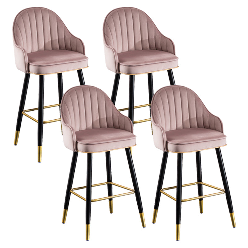 Flannel Seat Barstool Nordic Style Iron 4 Legs Bar Stool for Dining Room