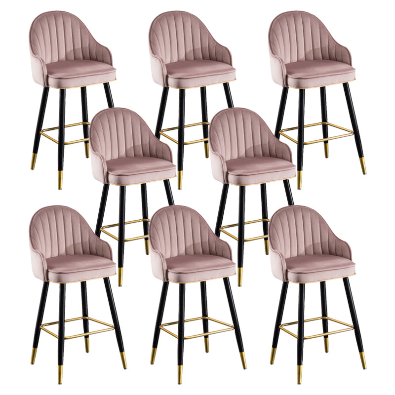 Flannel Seat Barstool Nordic Style Iron 4 Legs Bar Stool for Dining Room