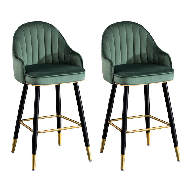 Flannel Seat Barstool Nordic Style Iron 4 Legs Bar Stool for Dining Room