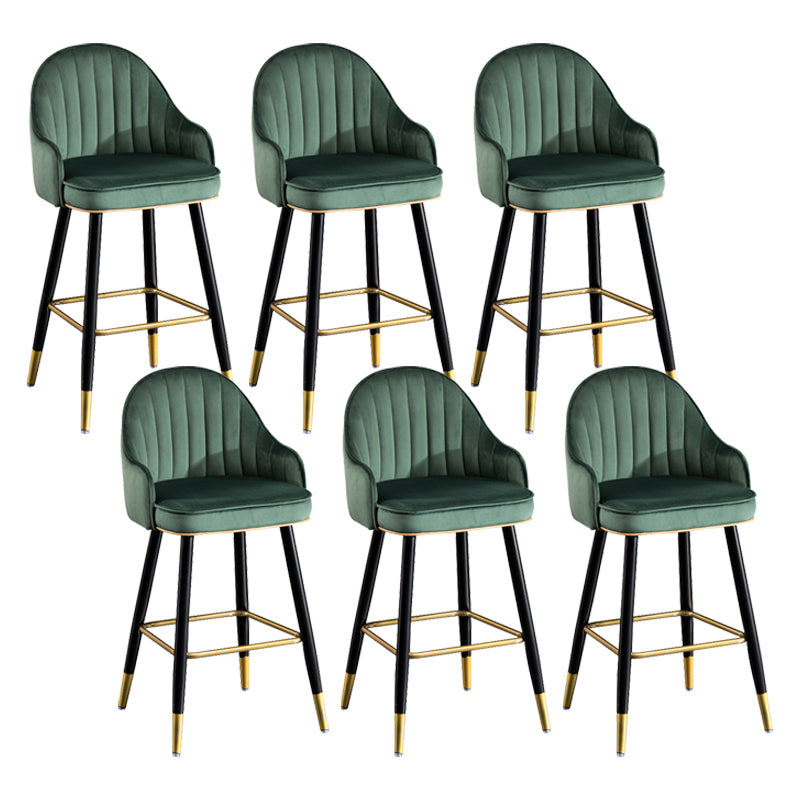 Flannel Seat Barstool Nordic Style Iron 4 Legs Bar Stool for Dining Room