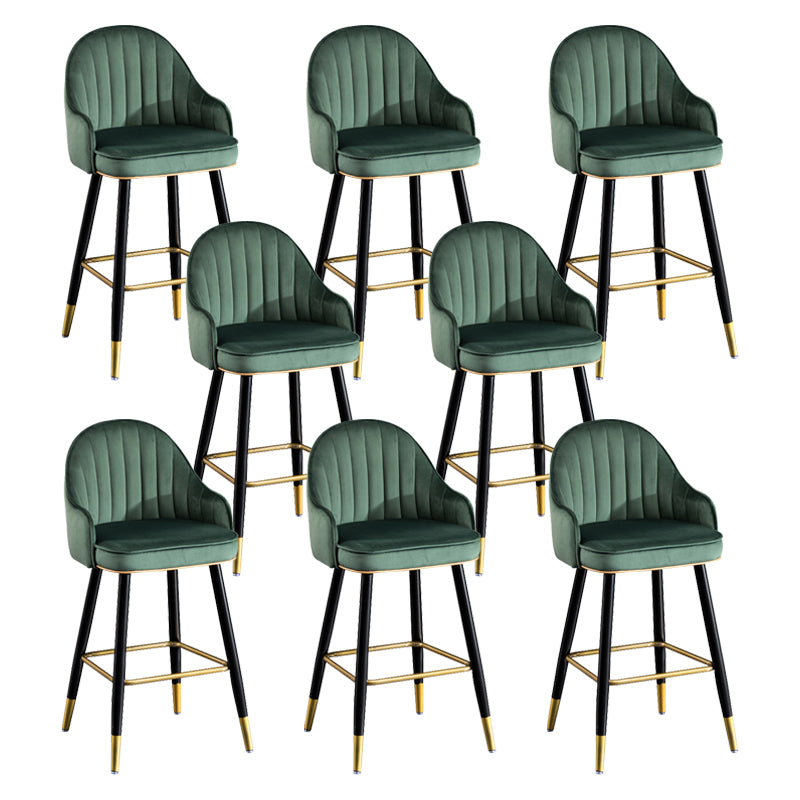Flannel Seat Barstool Nordic Style Iron 4 Legs Bar Stool for Dining Room