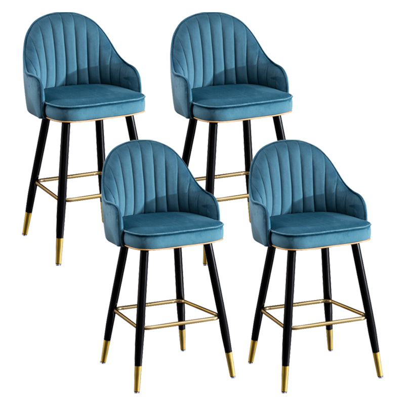Flannel Seat Barstool Nordic Style Iron 4 Legs Bar Stool for Dining Room