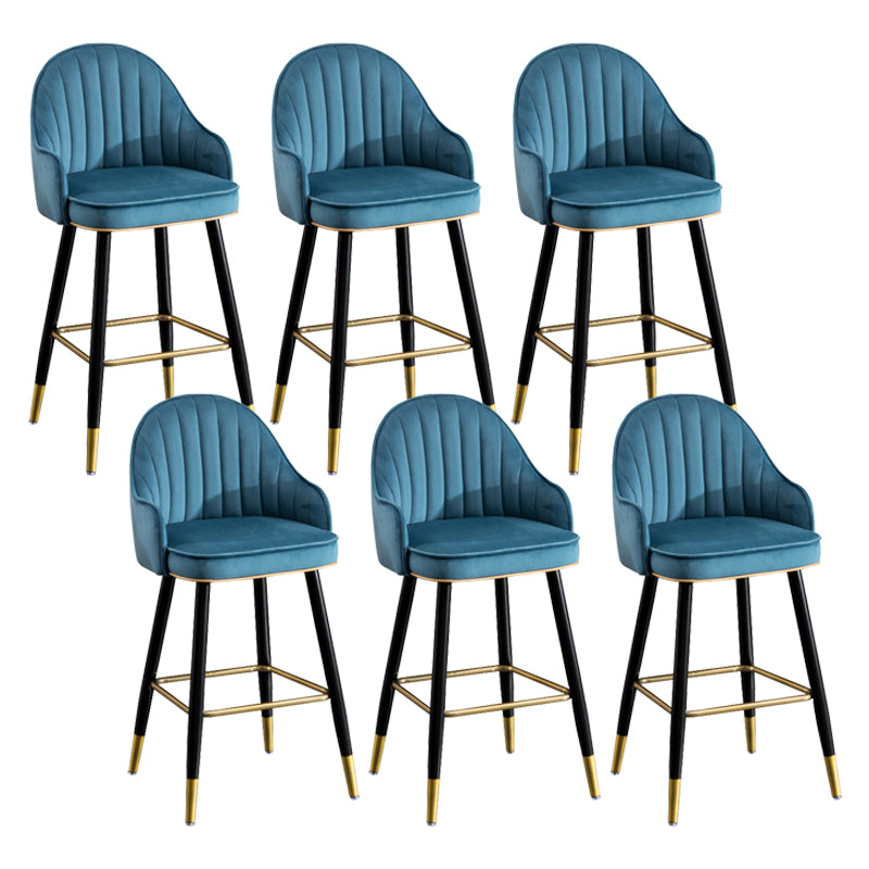 Flannel Seat Barstool Nordic Style Iron 4 Legs Bar Stool for Dining Room