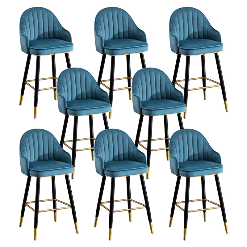 Flannel Seat Barstool Nordic Style Iron 4 Legs Bar Stool for Dining Room