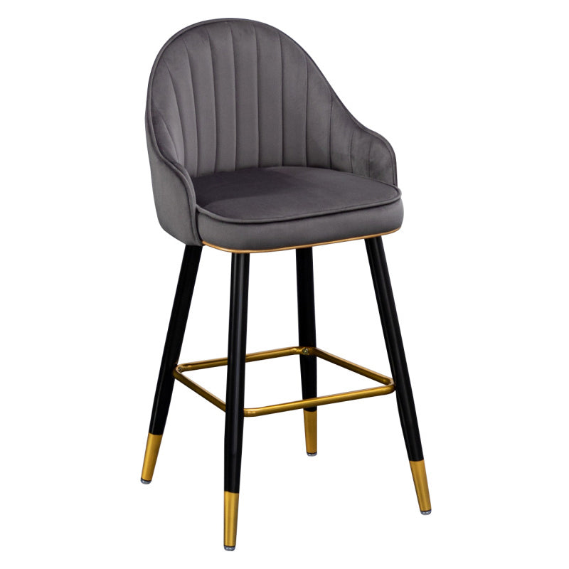 Flannel Seat Barstool Nordic Style Iron 4 Legs Bar Stool for Dining Room