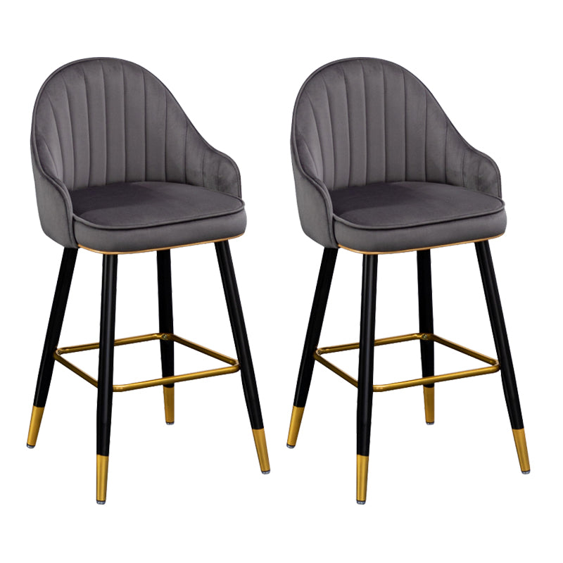Flannel Seat Barstool Nordic Style Iron 4 Legs Bar Stool for Dining Room