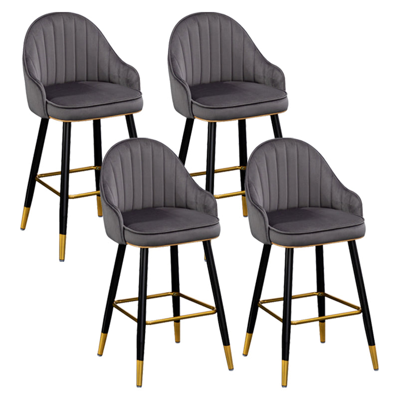 Flannel Seat Barstool Nordic Style Iron 4 Legs Bar Stool for Dining Room
