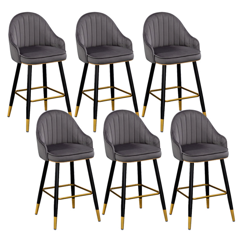 Flannel Seat Barstool Nordic Style Iron 4 Legs Bar Stool for Dining Room