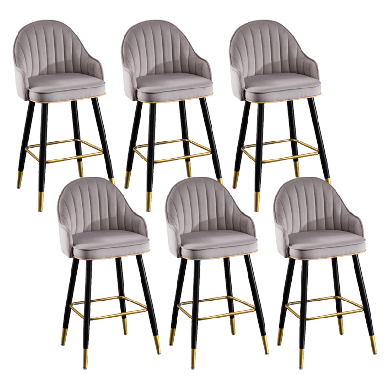 Flannel Seat Barstool Nordic Style Iron 4 Legs Bar Stool for Dining Room