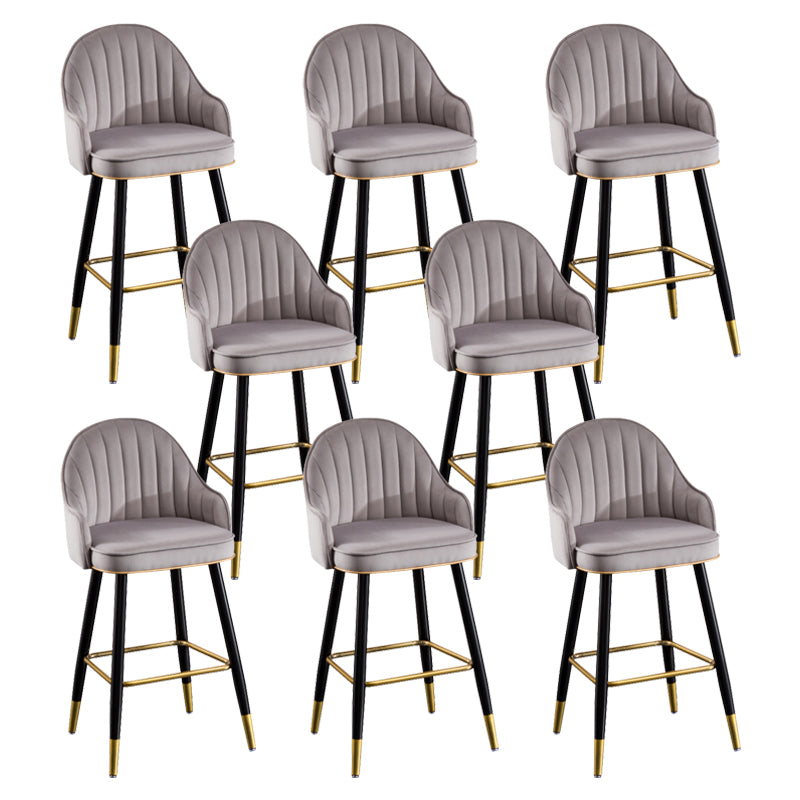 Flannel Seat Barstool Nordic Style Iron 4 Legs Bar Stool for Dining Room