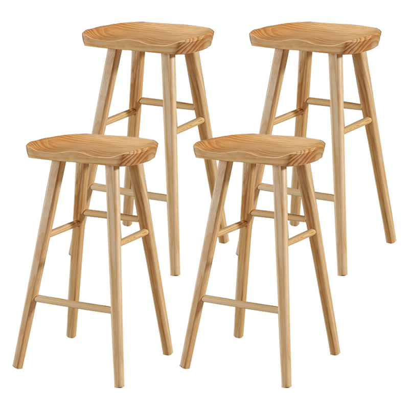 Modern Solid Wood Seat Barstool Coffee Shop Bar Stool with Pedal