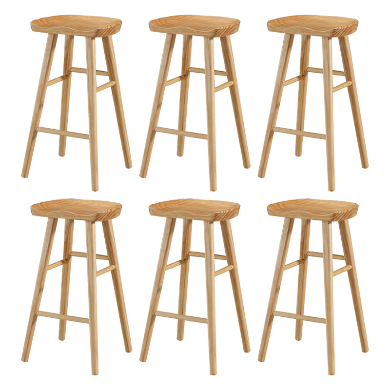 Modern Solid Wood Seat Barstool Coffee Shop Bar Stool with Pedal