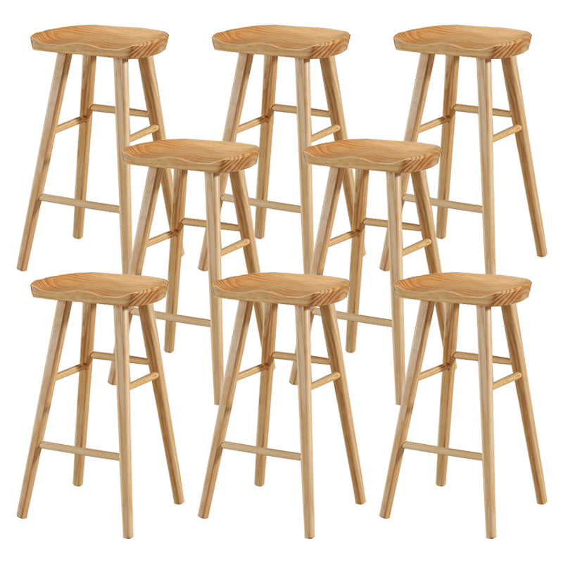 Modern Solid Wood Seat Barstool Coffee Shop Bar Stool with Pedal
