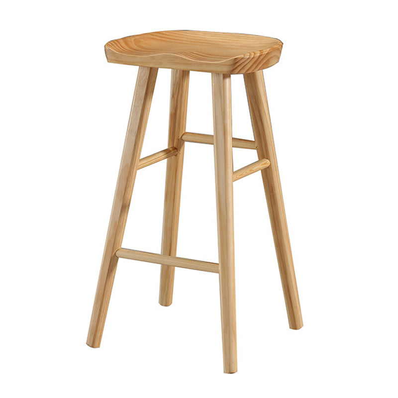 Modern Solid Wood Seat Barstool Coffee Shop Bar Stool with Pedal