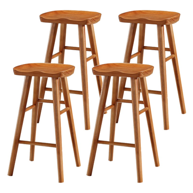 Modern Solid Wood Seat Barstool Coffee Shop Bar Stool with Pedal