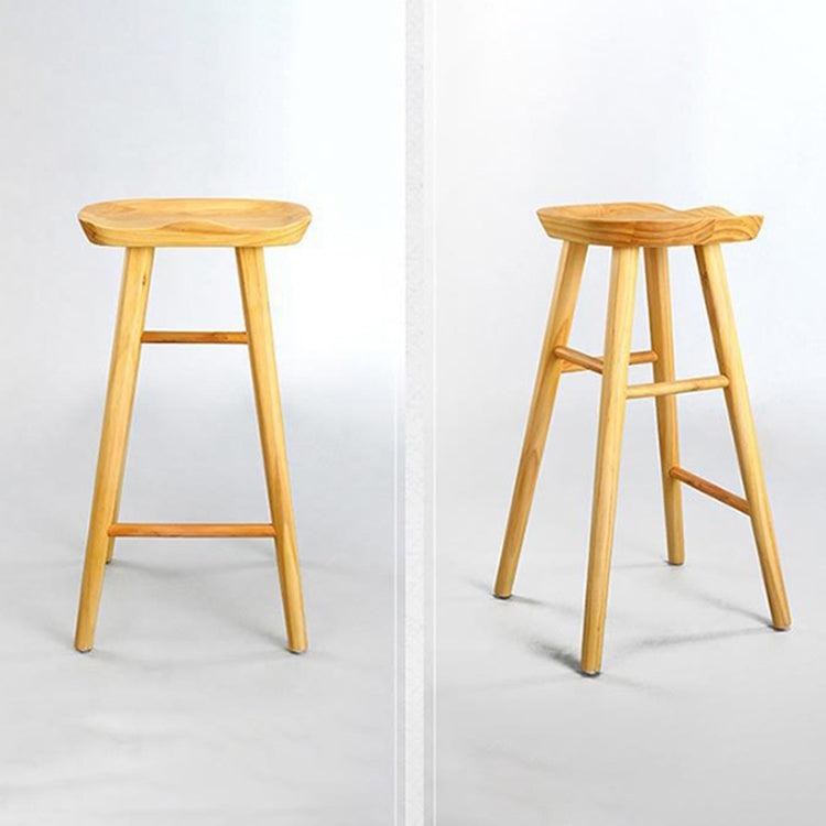 Modern Solid Wood Seat Barstool Coffee Shop Bar Stool with Pedal