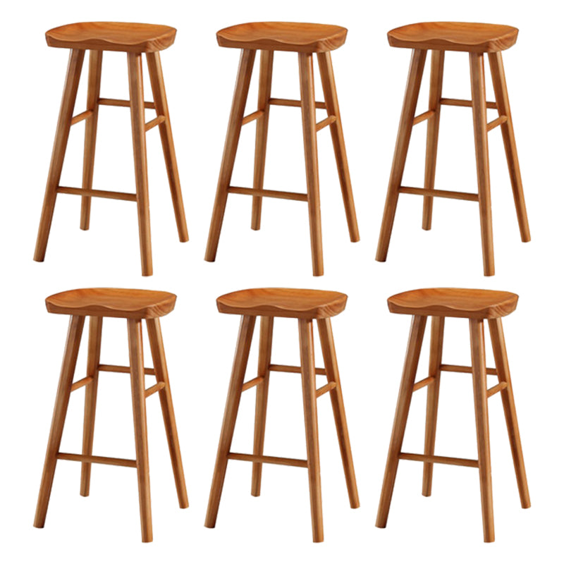 Modern Solid Wood Seat Barstool Coffee Shop Bar Stool with Pedal