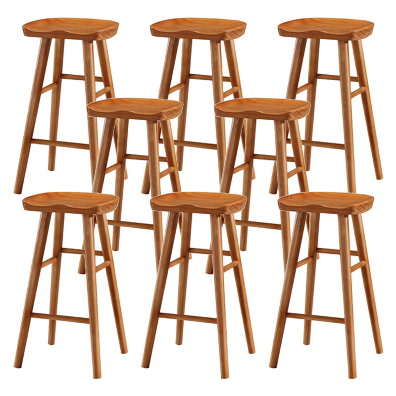 Modern Solid Wood Seat Barstool Coffee Shop Bar Stool with Pedal