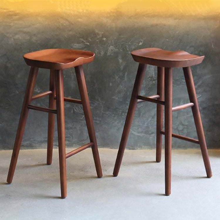 Modern Solid Wood Seat Barstool Coffee Shop Bar Stool with Pedal