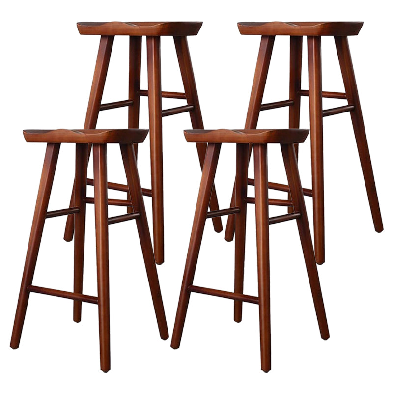 Modern Solid Wood Seat Barstool Coffee Shop Bar Stool with Pedal