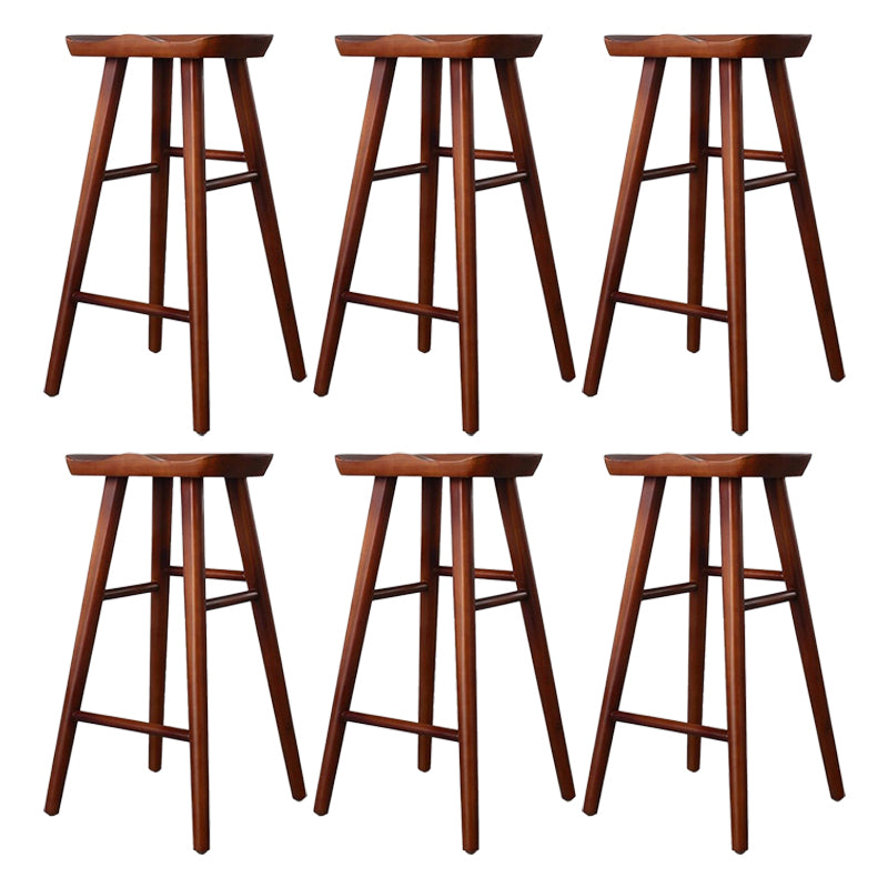 Modern Solid Wood Seat Barstool Coffee Shop Bar Stool with Pedal