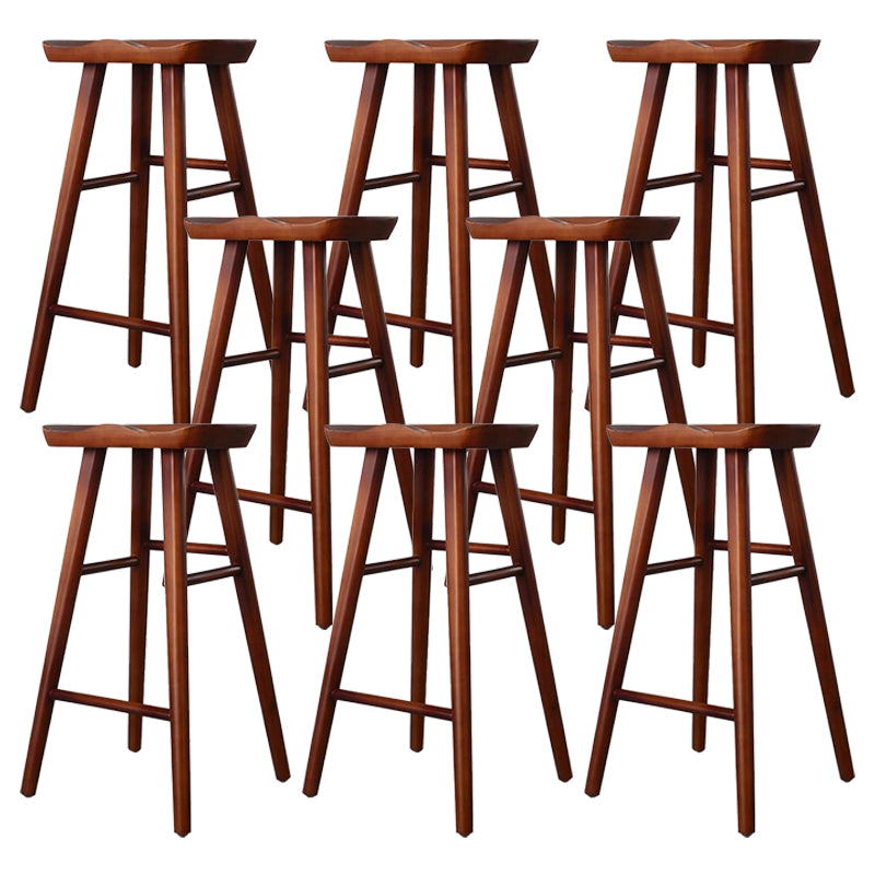 Modern Solid Wood Seat Barstool Coffee Shop Bar Stool with Pedal