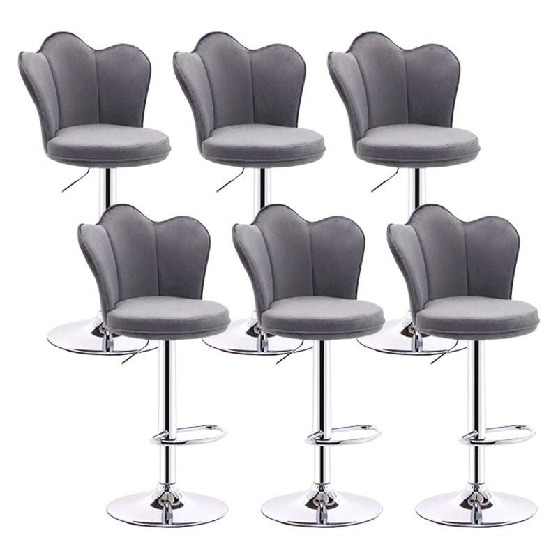 Modern Upholstered Swivel Stool Footrest Low Back Counter Chair with Metal Base