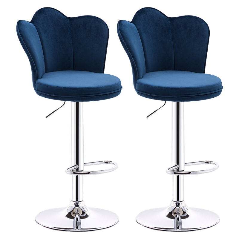 Modern Upholstered Swivel Stool Footrest Low Back Counter Chair with Metal Base