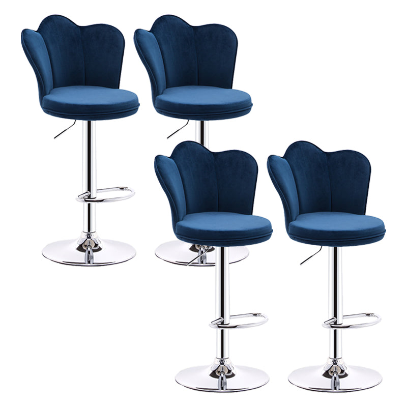 Modern Upholstered Swivel Stool Footrest Low Back Counter Chair with Metal Base