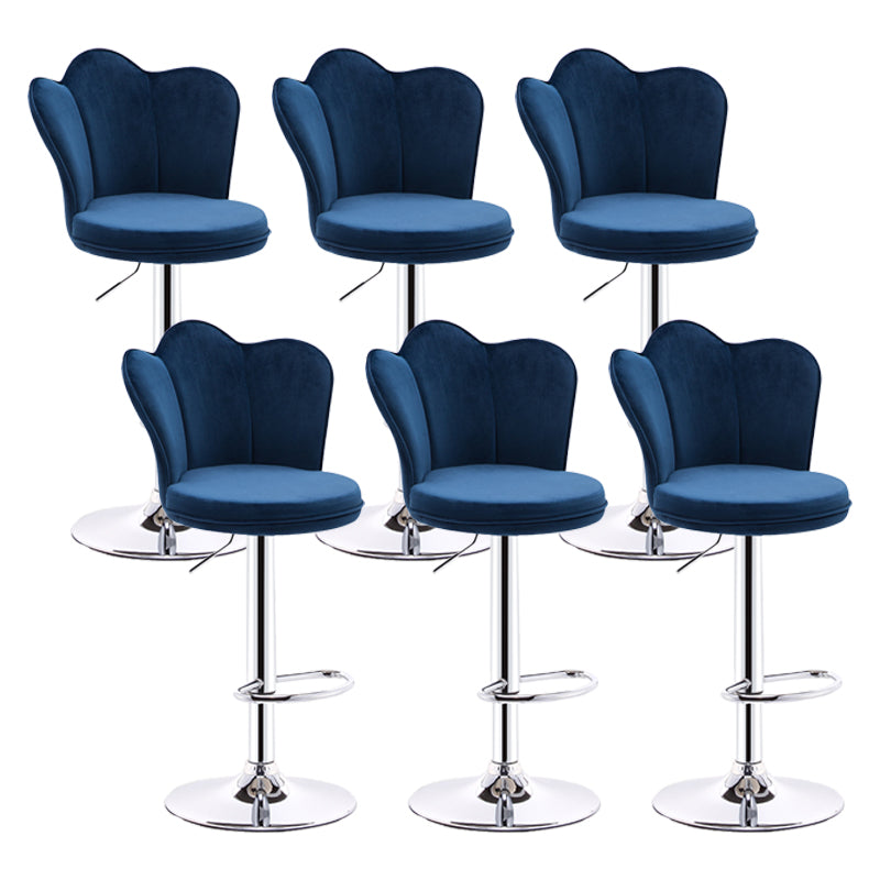 Modern Upholstered Swivel Stool Footrest Low Back Counter Chair with Metal Base