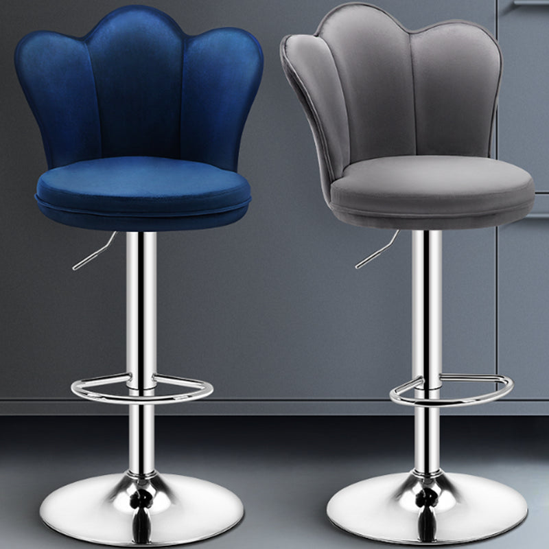 Modern Upholstered Swivel Stool Footrest Low Back Counter Chair with Metal Base