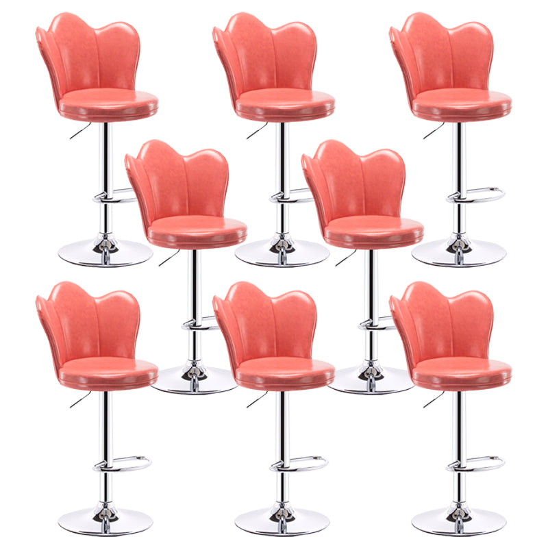 Modern Upholstered Swivel Stool Footrest Low Back Counter Chair with Metal Base