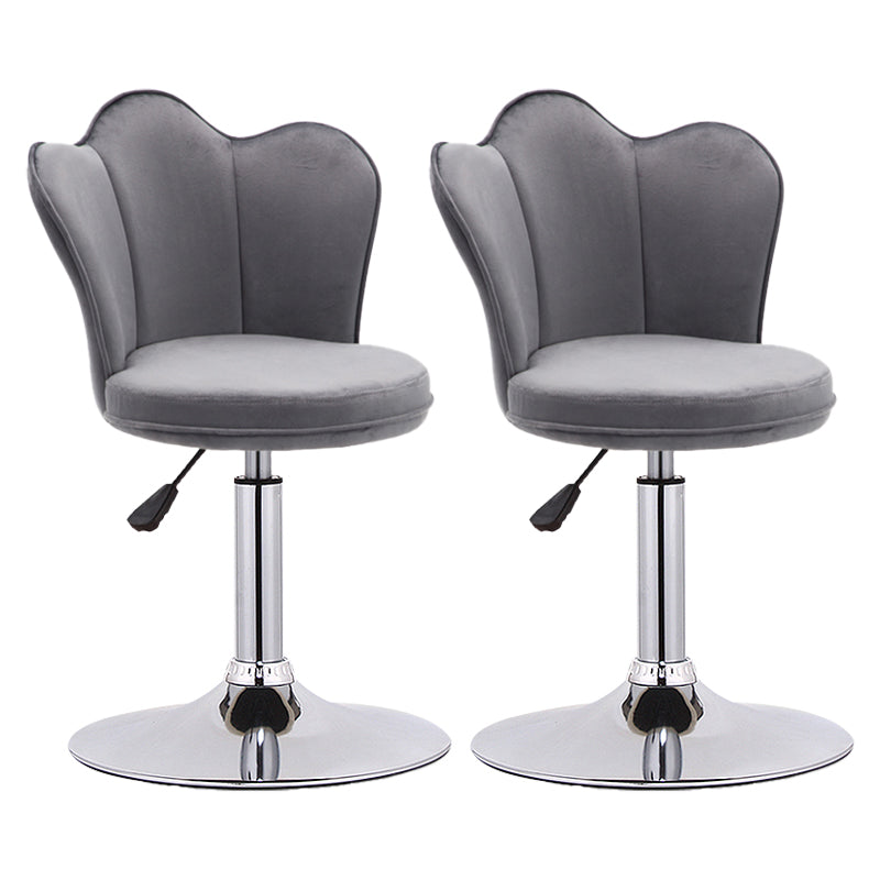 Modern Upholstered Swivel Stool Footrest Low Back Counter Chair with Metal Base