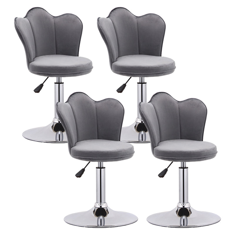 Modern Upholstered Swivel Stool Footrest Low Back Counter Chair with Metal Base